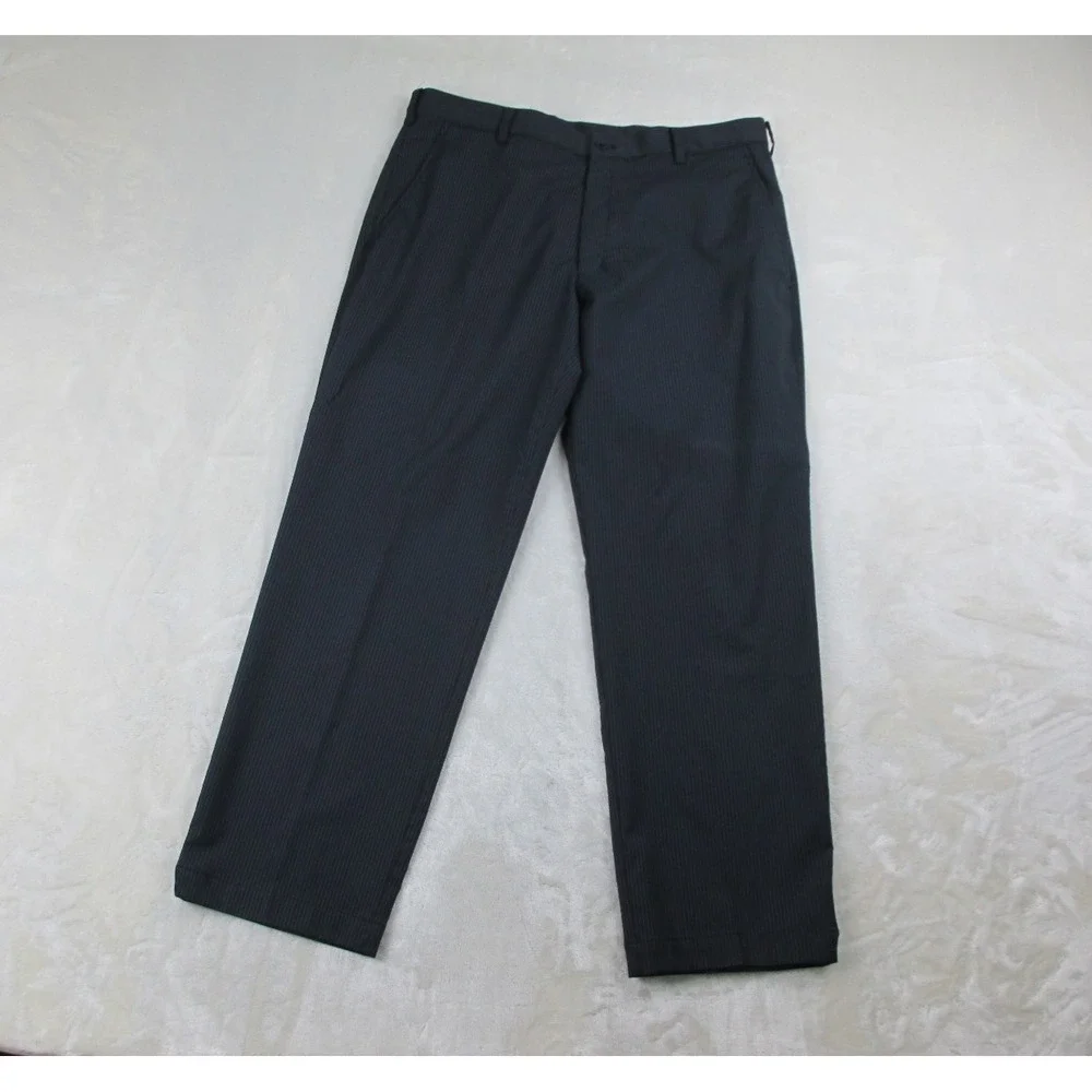Nike Pants Mens 36 Black Chino‎ Pinstripe Preppy Lightweight Golf DriFit 36X30*